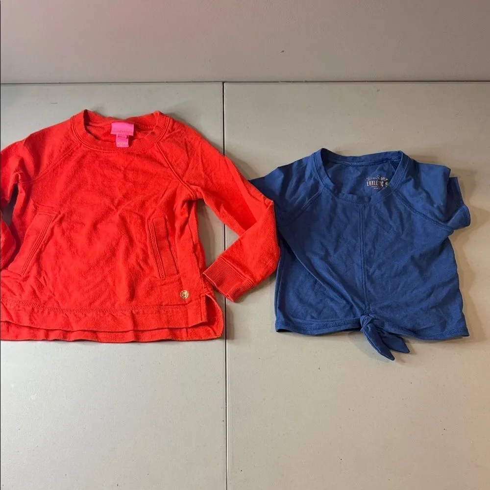 Lilly Pulitzer Girls Red Sweater and Blue Shirts Tshirt S(4-5)